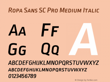 RopaSansSCPro-MediumItalic Version 1.001; build 0004图片样张