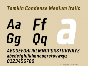 TomkinCondense-MediumItalic Version 1.000 | wf-rip DC20190505图片样张