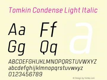 TomkinCondense-LightItalic Version 1.000 | wf-rip DC20190505图片样张