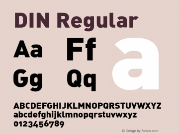 DIN Regular Version 001.000 Font Sample