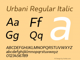 Urbani-RegularItalic Version 1.000 | wf-rip DC20160725图片样张