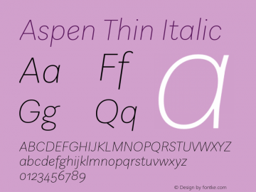 Aspen-ThinItalic Version 1.002图片样张