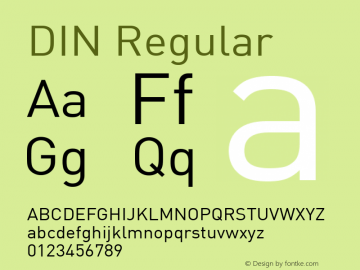 DIN Regular Version 001.000 Font Sample