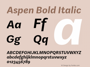 Aspen-BoldItalic Version 1.002图片样张