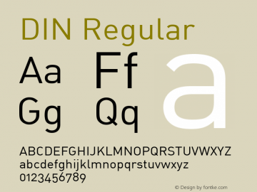 DIN Regular Version 001.000 Font Sample