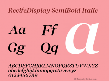 RecifeDisplay SemiBold Italic Version 1.000图片样张