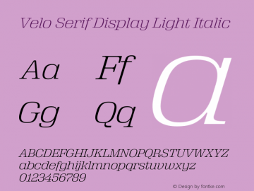 VeloSerifDisplay-LightItalic Version 1.100 | wf-rip DC20140330图片样张