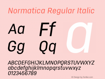 Normatica-RegularItalic Version 1.000 | wf-rip DC20161220图片样张