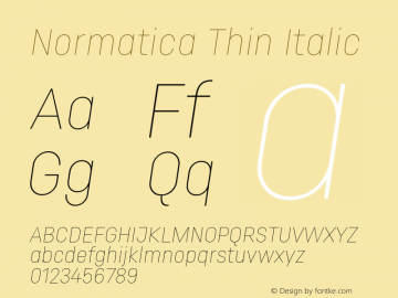 Normatica-ThinItalic Version 1.001 | wf-rip DC20161220图片样张