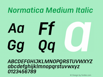 Normatica-MediumItalic Version 1.000 | wf-rip DC20161220图片样张