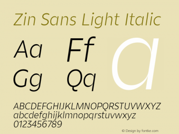 ZinSans-LightItalic Version 1.000 | wf-rip DC20171105图片样张