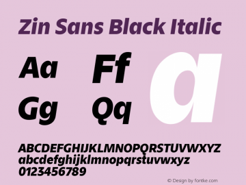 ZinSans-BlackItalic Version 1.000 | wf-rip DC20171105图片样张