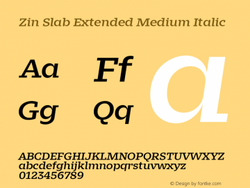 ZinSlabExtd-MediumItalic Version 1.000 | wf-rip DC20171125图片样张