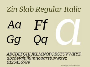 ZinSlab-RegularItalic Version 1.000 | wf-rip DC20171125图片样张