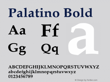Palatino Bold Unknown Font Sample