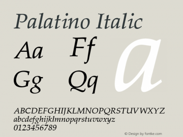 Palatino Italic Unknown图片样张