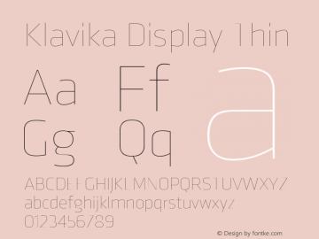 KlavikaDisplay-Thin Version 1.000;PS 1.0;hotconv 1.0.88;makeotf.lib2.5.647800图片样张