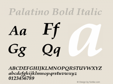 Palatino Bold Italic Unknown图片样张
