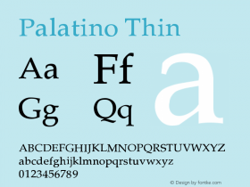 Palatino Thin Version 001.000图片样张