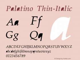 Palatino Thin-Italic Version 001.000图片样张