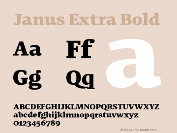 Janus Extra Bold Version 1.001;PS 001.001;hotconv 1.0.88;makeotf.lib2.5.64775图片样张