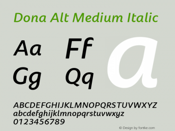 Dona Alt Medium Italic Version 1.000 | wf-rip DC20190805图片样张