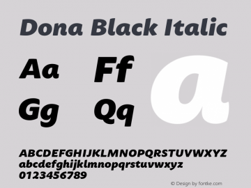 Dona Black Italic Version 1.000 | wf-rip DC20190805图片样张