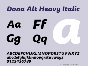 Dona Alt Heavy Italic Version 1.000 | wf-rip DC20190805图片样张