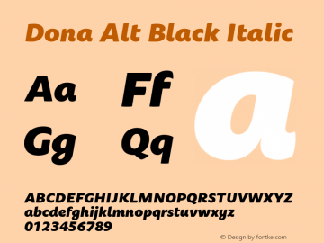 Dona Alt Black Italic Version 1.000 | wf-rip DC20190805图片样张