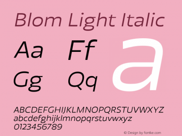 Blom Light Italic Version 001.000 January 2020图片样张