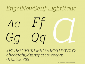 EngelNewSerif LightItalic Version 1.001;PS 001.001;hotconv 1.0.88;makeotf.lib2.5.64775图片样张