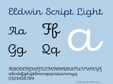 Eldwin Script Light Version 1.001;PS 001.001;hotconv 1.0.88;makeotf.lib2.5.64775图片样张