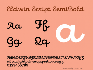Eldwin Script SemiBold Version 1.001;PS 001.001;hotconv 1.0.88;makeotf.lib2.5.64775图片样张