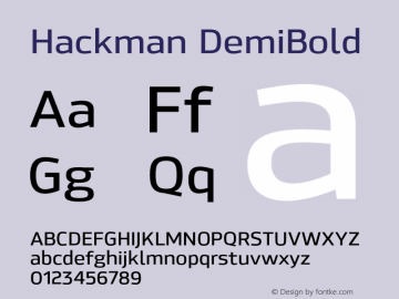 Hackman DemiBold Version 1.001;PS 001.001;hotconv 1.0.70;makeotf.lib2.5.58329图片样张