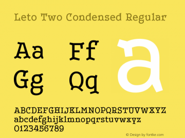 LetoTwoCondensed-Regular Version 1.000 2013 initial release图片样张