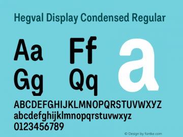 Hegval Display Condensed Regular Version 001.000 October 2019图片样张