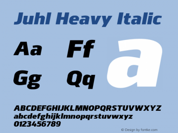 Juhl-HeavyItalic Version 1.002;PS 001.002;hotconv 1.0.88;makeotf.lib2.5.64775图片样张