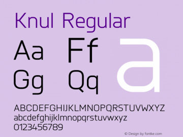 Knul-Regular Version 1.001;PS 001.001;hotconv 1.0.56;makeotf.lib2.0.21325图片样张