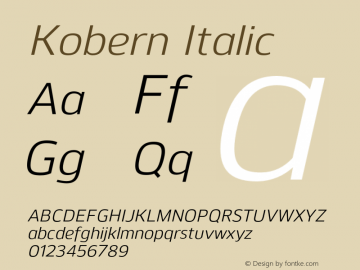 Kobern-Italic Version 1.001;PS 001.001;hotconv 1.0.56;makeotf.lib2.0.21325图片样张