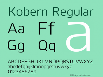 Kobern-Regular Version 1.001;PS 001.001;hotconv 1.0.56;makeotf.lib2.0.21325图片样张