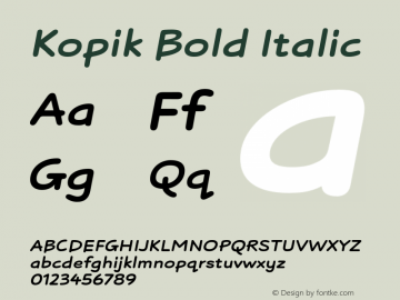 Kopik Bold Italic Version 001.000 October 2019图片样张