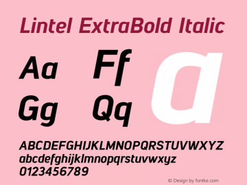 Lintel ExtraBold Italic Version 1.001;PS 001.001;hotconv 1.0.70;makeotf.lib2.5.58329图片样张