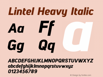 Lintel Heavy Italic Version 1.001;PS 001.001;hotconv 1.0.70;makeotf.lib2.5.58329图片样张