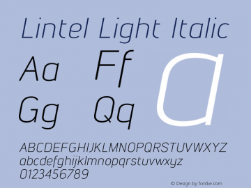 Lintel Light Italic Version 1.001;PS 001.001;hotconv 1.0.70;makeotf.lib2.5.58329图片样张