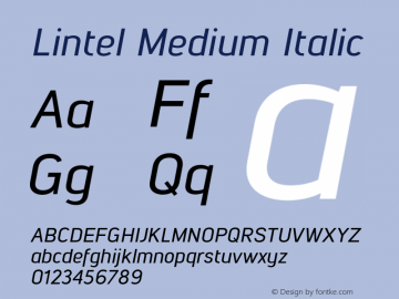 Lintel Medium Italic Version 1.001;PS 001.001;hotconv 1.0.70;makeotf.lib2.5.58329图片样张
