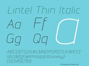 Lintel Thin Italic Version 1.001;PS 001.001;hotconv 1.0.70;makeotf.lib2.5.58329图片样张