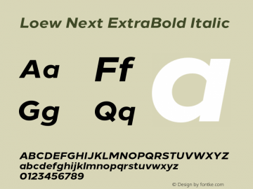 Loew Next ExtraBold Italic Version 001.000 June 2018图片样张