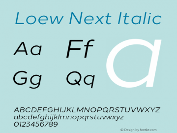 Loew Next Italic Version 001.000 June 2018图片样张