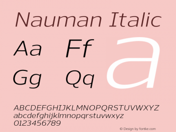 Nauman Italic Version 1.000;PS 001.000;hotconv 1.0.70;makeotf.lib2.5.58329图片样张