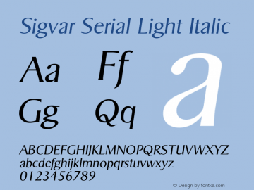 SigvarSerial-LightItalic Version 1.000图片样张